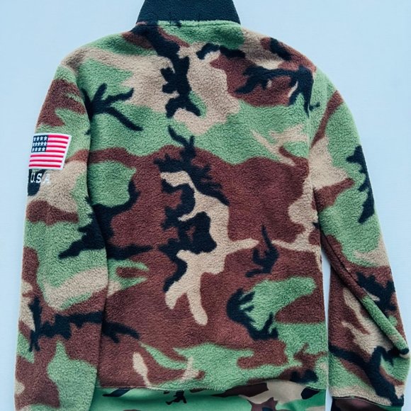 Polo Ralph Lauren Polar Fleece Logo Camo 3/4 Zip Flag Patch Sweatshirt ( S ) - Picture 3 of 3